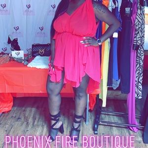 Pink Plus Size Sheer Tie Dress